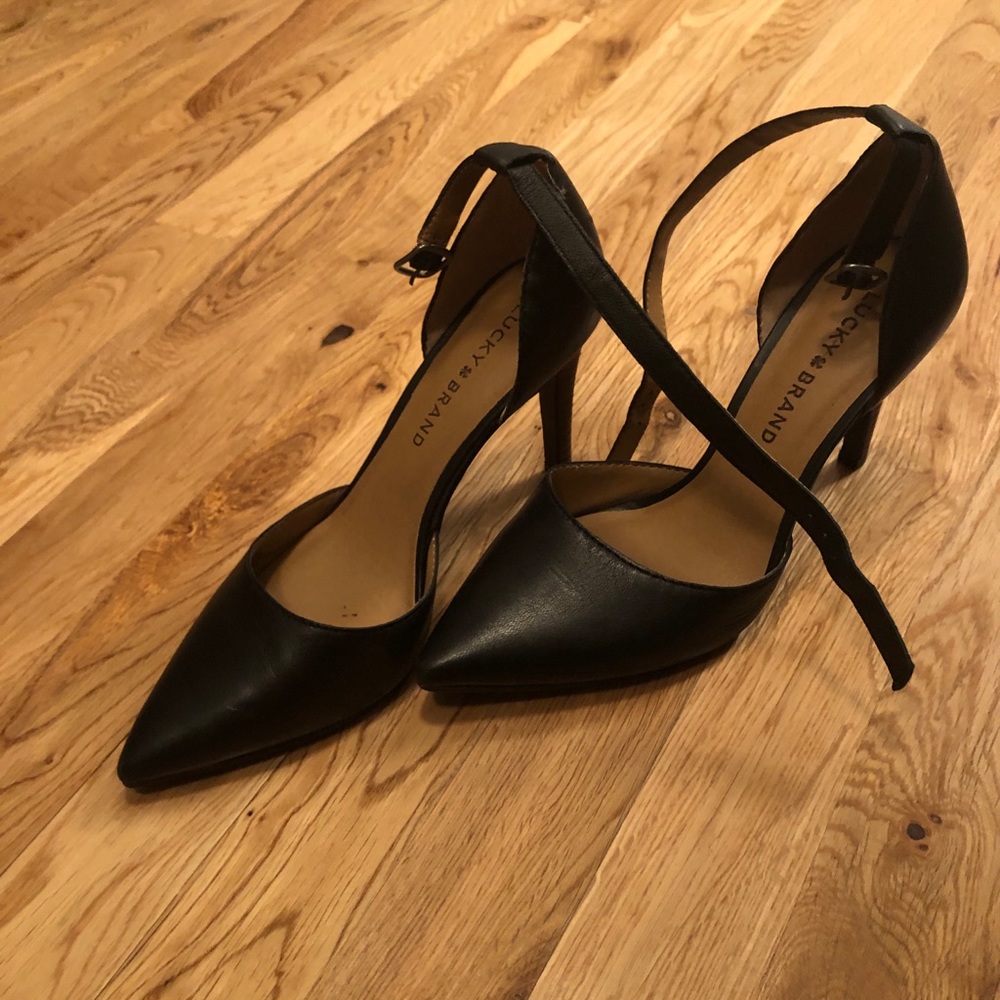 Lucky brand ankle strap black heels